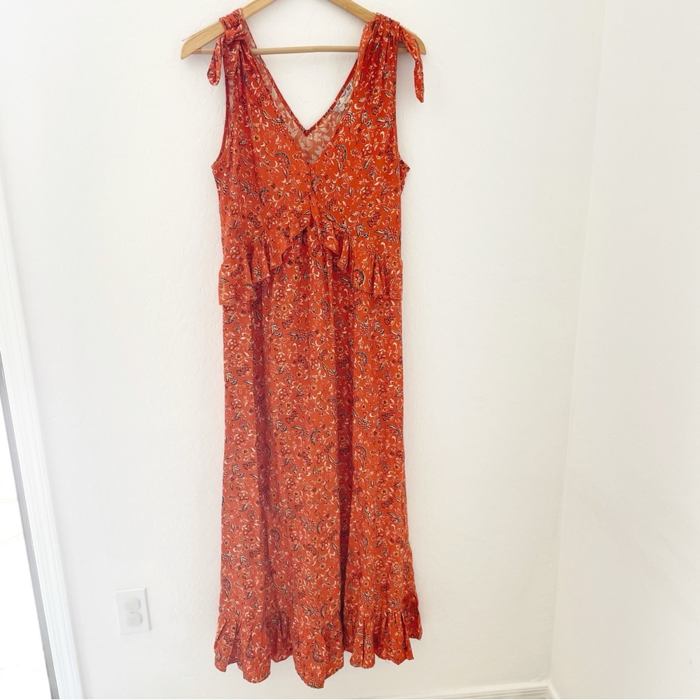 Bog Collective orange sleeveless floral maxi dress medium